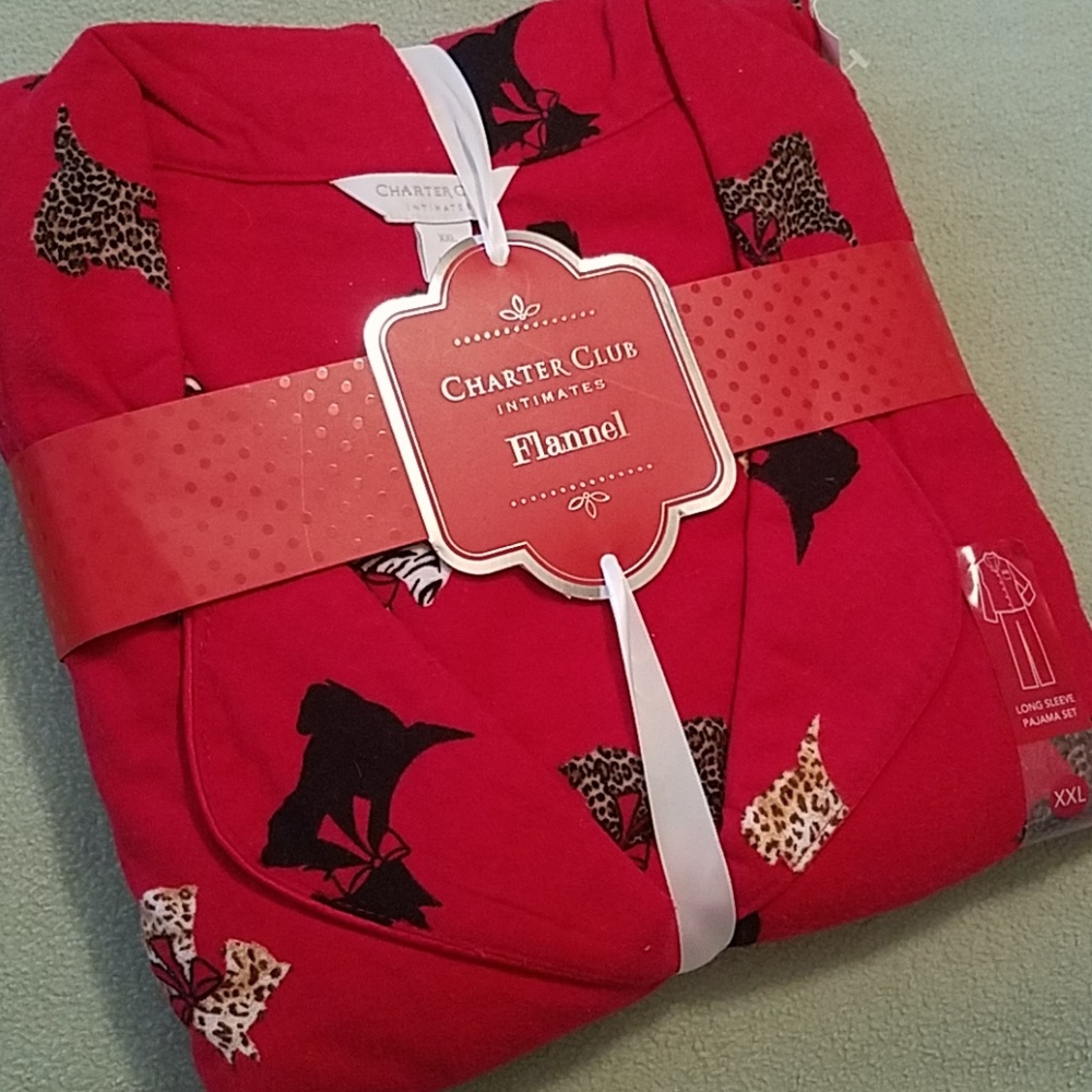 Animal Print Scottie Dog Flannel Pajama Set XXL